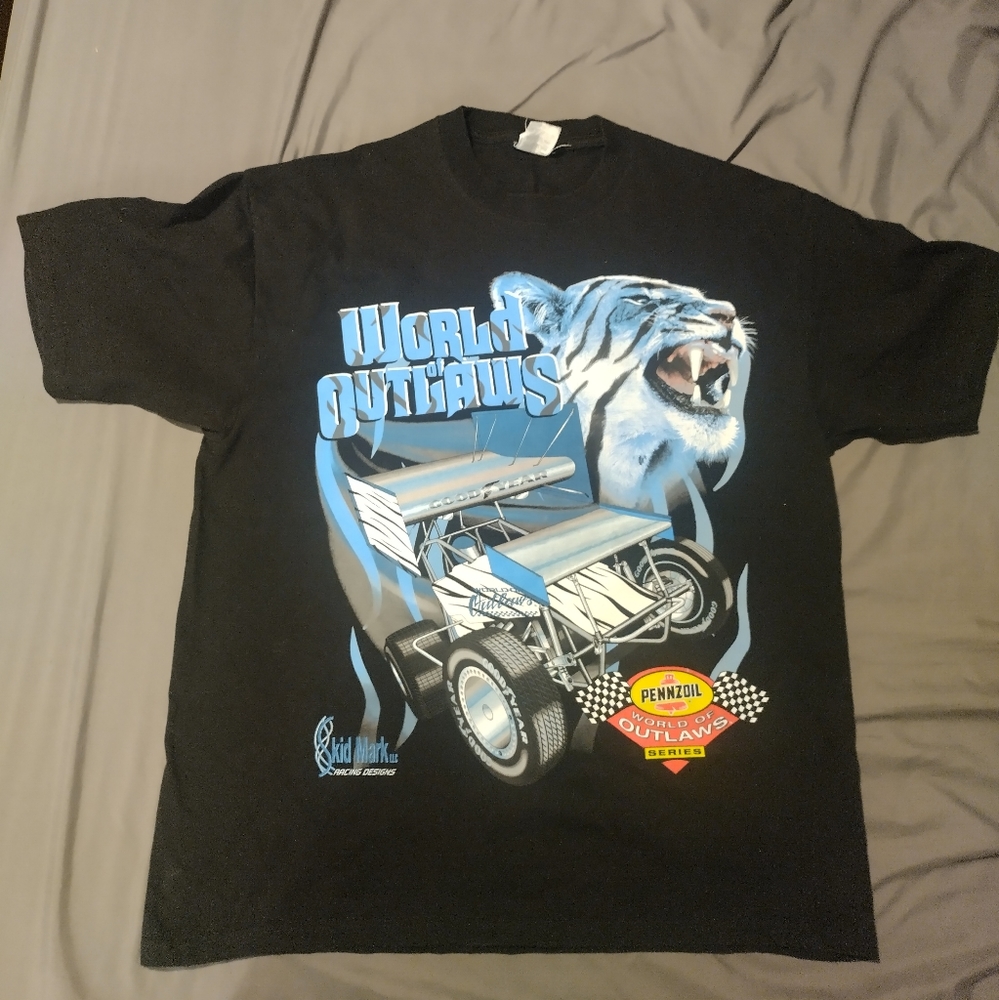 vtg Pennzoil World of Outlaws series 2000 tshirt mens L.